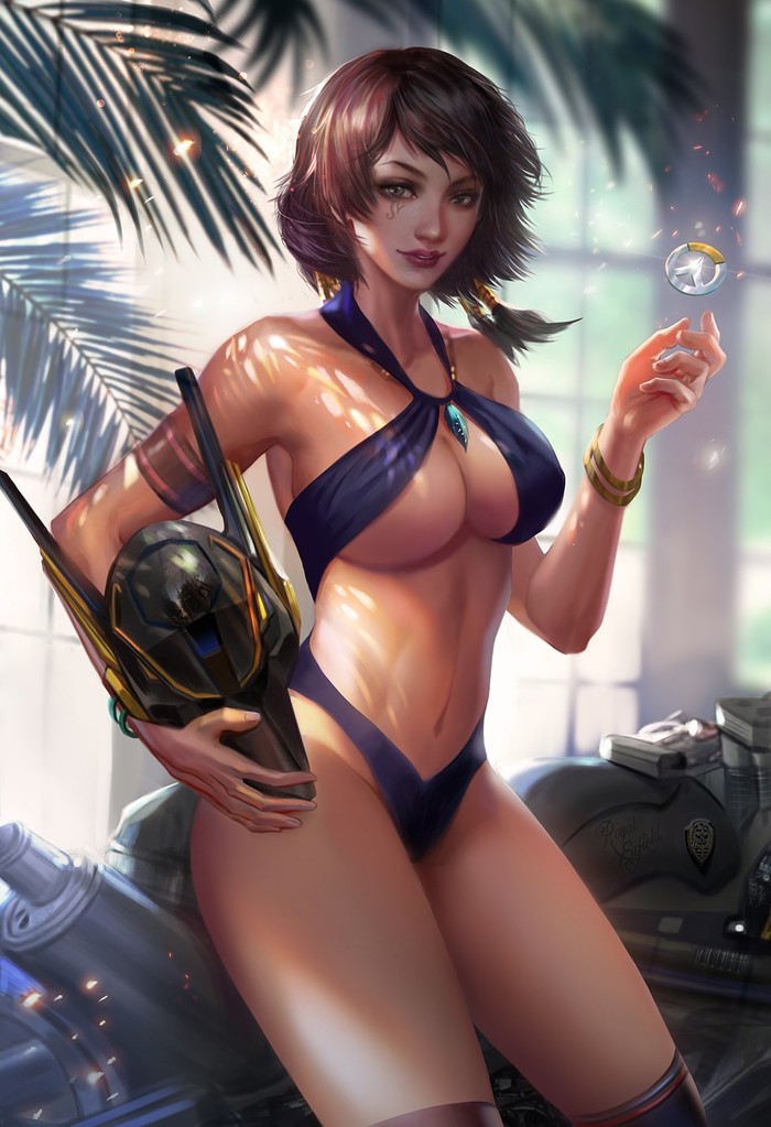 Pharah - Арт, Рисунок, Pharah, Overwatch, Купальник, Fan Yang