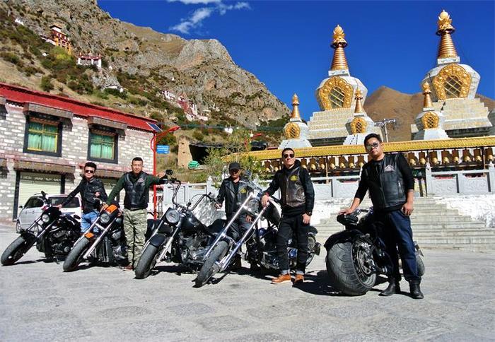 Harley Davidson in Tibet. - China, Tibet, Lhasa, Moto