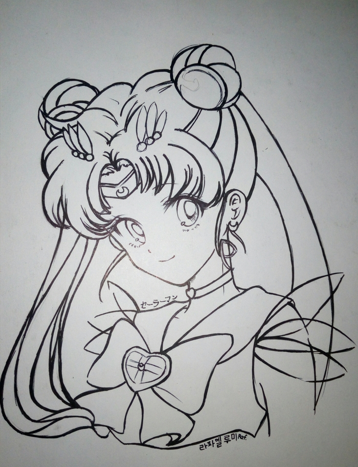 Еще один фан арт и тоже по аниме Сэйлор Мун - Моё, Арт, Anime Art, Sailor Moon, Sailor-Moon, Usagi Tsukino, Rafaerumiart, Traditional, Lineart