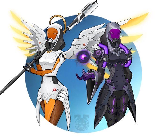 I can be your angel or your devil Spacemaxmarine, Overwatch, Mercy, Moira, Mass Effect, Tali Zorah, , 