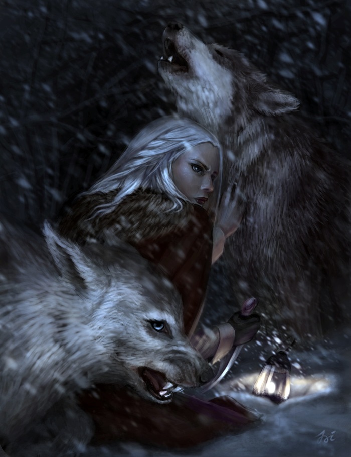 Wolf’s night. - My, Art, Drawing, Computer graphics, Photoshop, Wolf, Winter, Snow, Art, Longpost