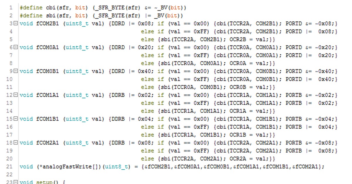 Замена analogWrite на Arduino Nano. Массивы функций. Пикабу