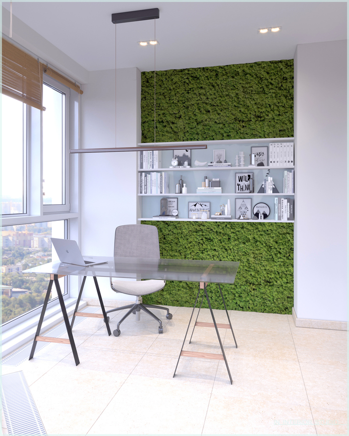 Cabinet interior in eco style - My, Ecostyle, Design, Interior, Designer, Visualization