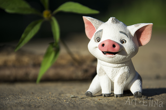 Pua pig made of polymer clay - Needlework without process, Needlemen, Polymer clay, Longpost, , Symbol of the year, My