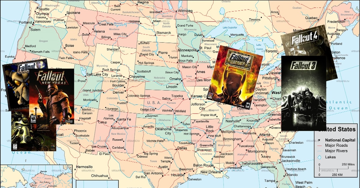 В каком году происходят события fallout. Fallout карта США. Карта фоллаут на карте США. Карта Fallout на карте Америки.