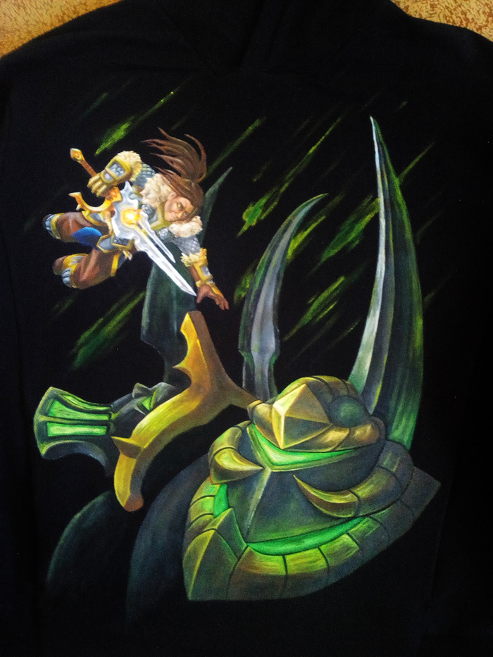 Painting clothes based on games - My, Needlework without process, Acrylic, , Creation, World of warcraft, HOTS, Dark souls, Longpost