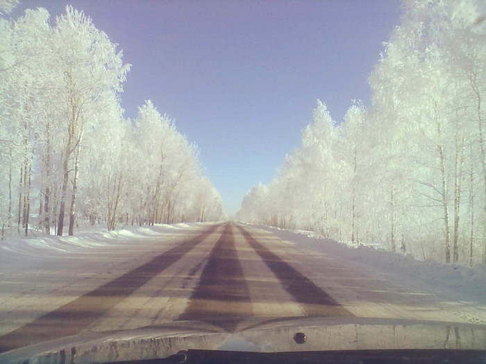 White path. - My, Winter, Road, Auto, freezing