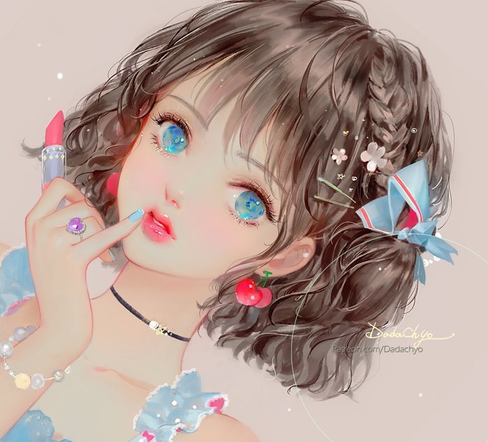 Lipstick - Art, Drawing, Anime art, Twitter, 