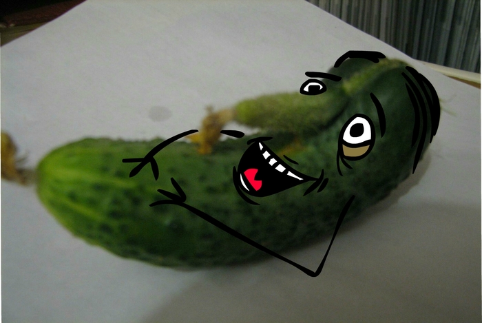 positive cucumber..)) - My, Cucumbers, Positive, Joy, Photoshop, Vegetables