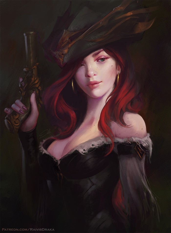 Miss fortune - Art, Drawing, Miss fortune, League of legends, Raivis draka