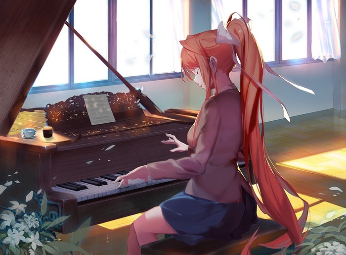 Monika - Art, Drawing, Doki Doki Literature Club, Monika, 