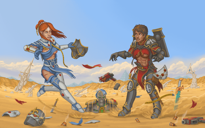 Catfight A20t43c, Farseers, Eldar, Adepta Sororitas, Necrons, Warhammer 40k, Wh Art, 