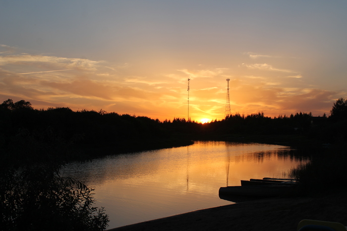 Sunsets - My, Sunset, Nature, August, beauty, River, A boat, Sky