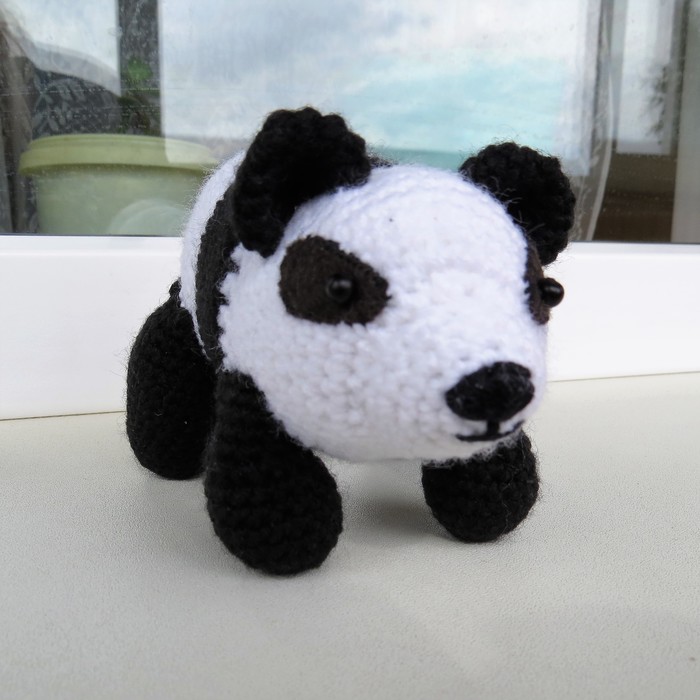 Panda - My, Panda, Crochet, Needlework, Needlework without process, Longpost, Knitted toys, Animals