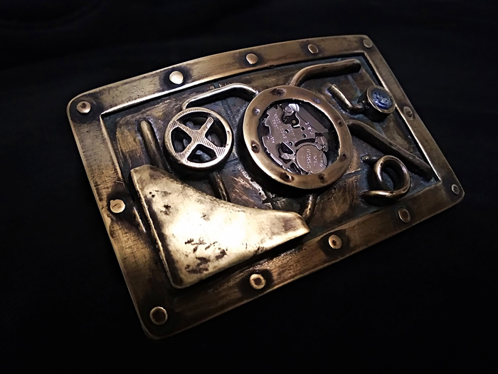 Steampunk badge - My, Steampunk, Plaque, Belt, Longpost