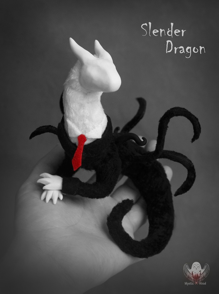 Slender Dragon - My, Slenderman, The Dragon, Needlework without process, Polymer clay, Handmade, Longpost