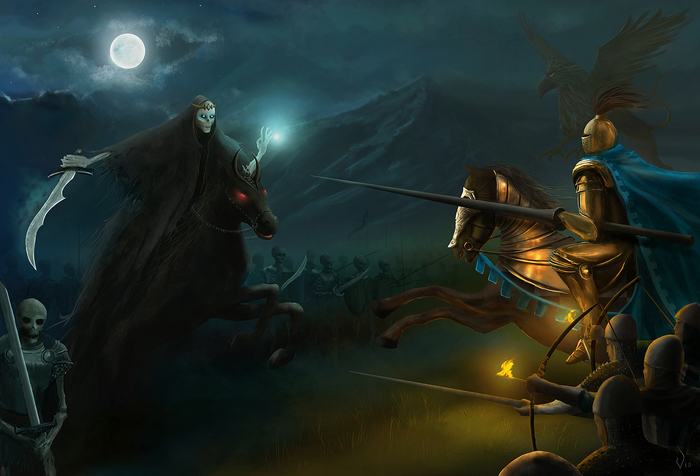 Full Moon Night Battle - My, Lich, , Герои меча и магии, HOMM III, Fan art, Fantasy, Vio