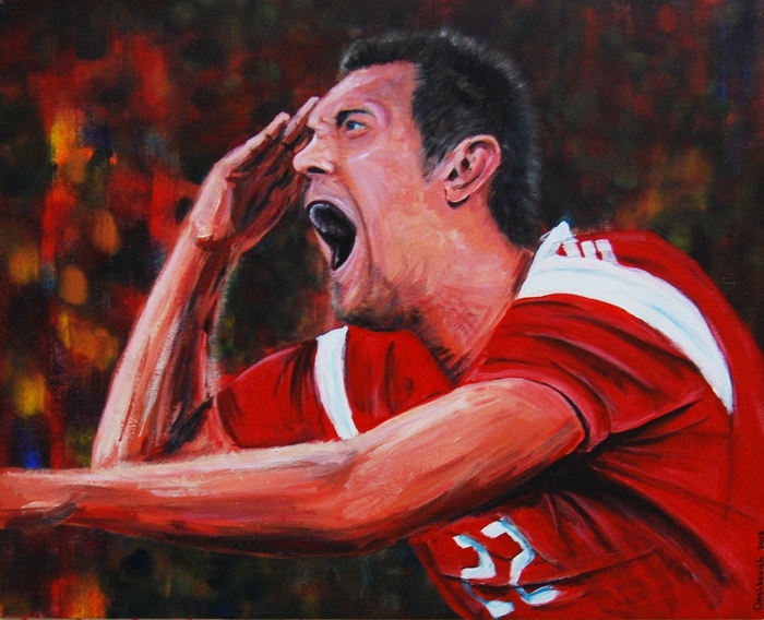 How I drew Dziuba - My, Artem Dzyuba, Football, Painting, Soccer World Cup