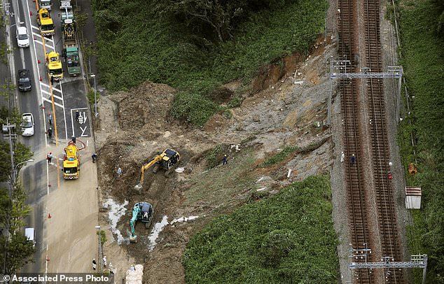 Aftermath of Typhoon Cimaron passing through Japan - Japan, Typhoon, Wind generator, Landslide, Element, Longpost