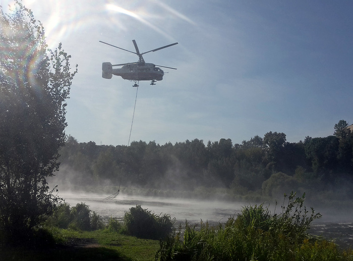 beach attraction - My, Ka-32, Fire, Beach, Video, Longpost