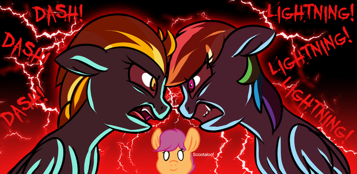 Lightning! - My little pony, Rainbow dash, Lightning dust, Scootaloo