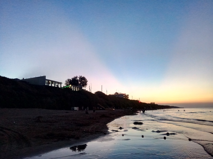 Sunset at sea - My, Sea, Sunset, Nature, beauty, Evening, Sky, , Beams