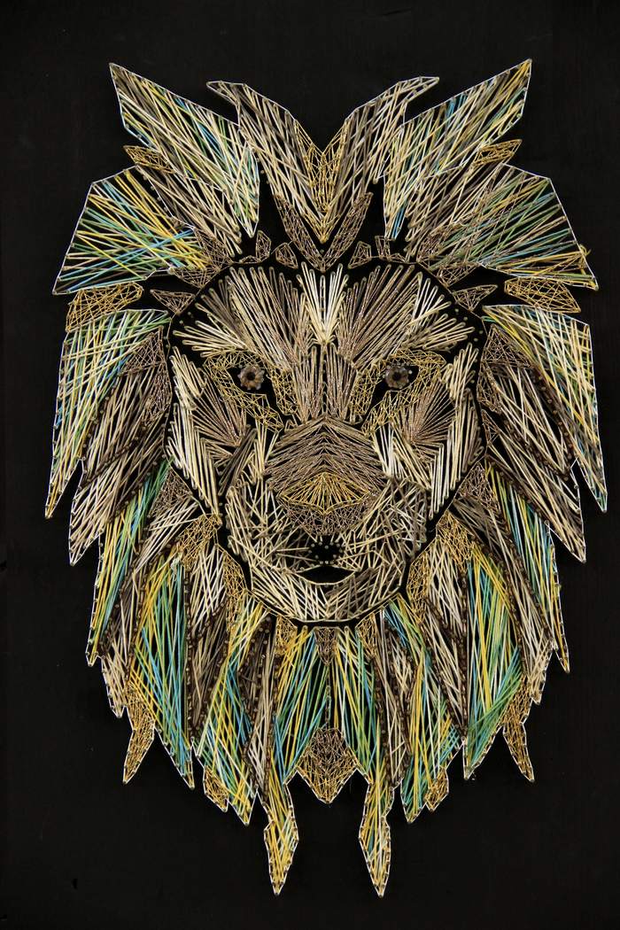 home lion - My, Friday tag is mine, Friday, String Art, a lion, Presents, Thread, Nails, Longpost