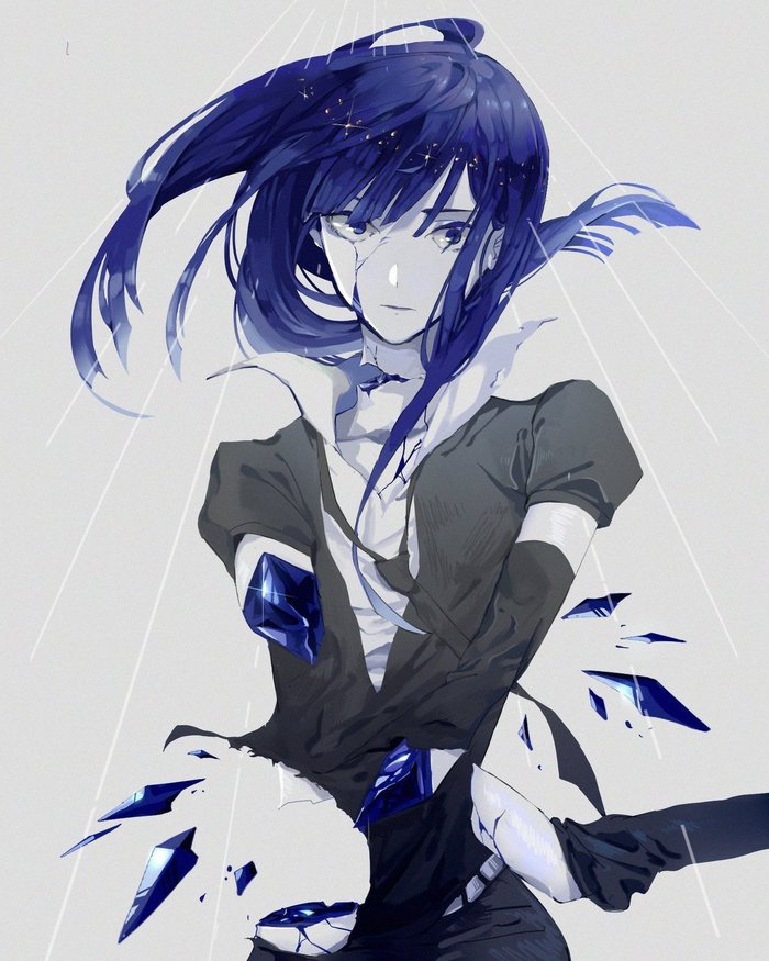 Broken Lapis Lazuli , Anime Art, Houseki no kuni, Lapis Lazuli