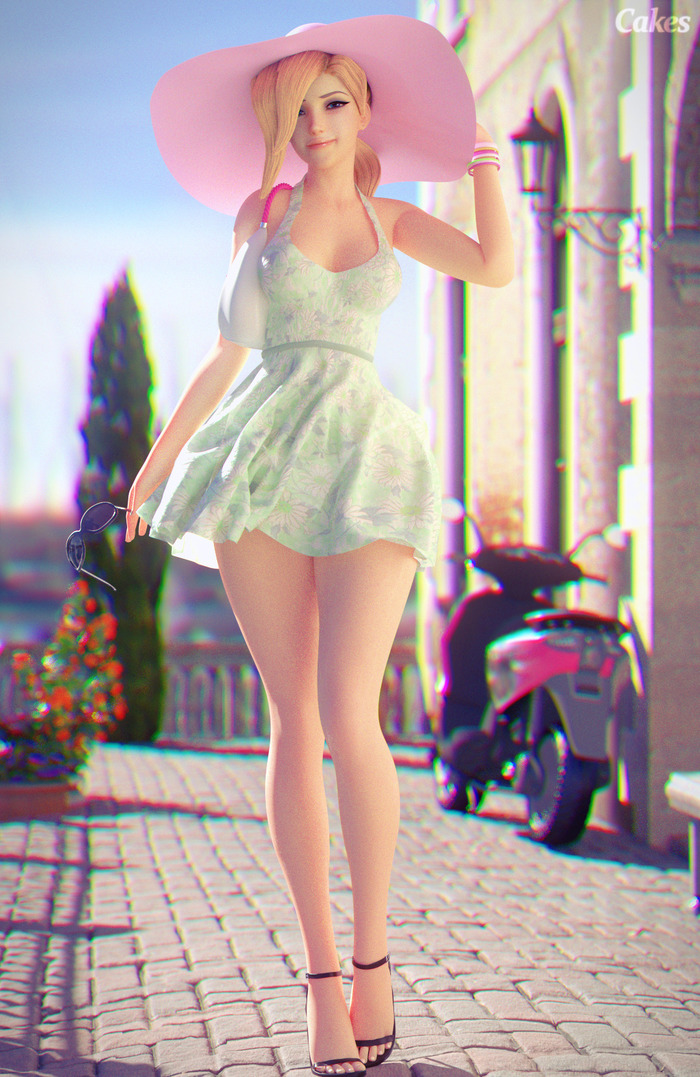Angela on Vacation by CakeOfCakes - Overwatch, Mercy, , 3D, Cakes, , Girls