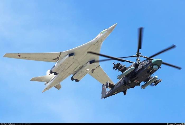 White swan with black alligator in the sky - White Swan, Alligator, Airplane, Helicopter, Tu-160