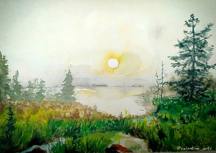 Autumn - My, Watercolor, Autumn, Valentina Leontyeva, Painting, Art, Landscape, Mood, Drawing