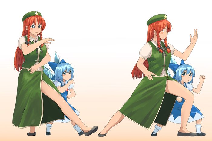     "" , , Touhou, Hong Meiling, Cirno