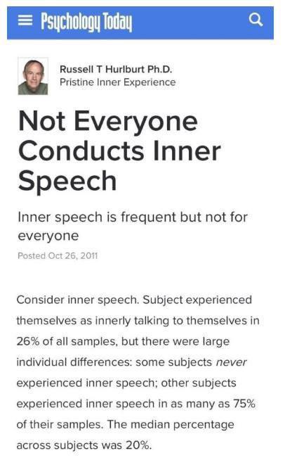 Not everyone has an inner voice. - Psychology, Inner voice