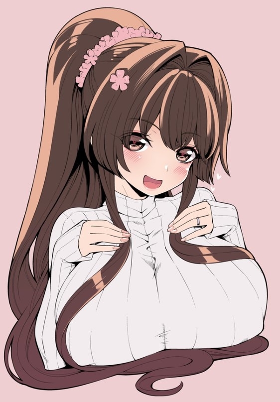 Yamato - Kantai collection, Yamato, Boobs, Sweater, Anime art, Anime