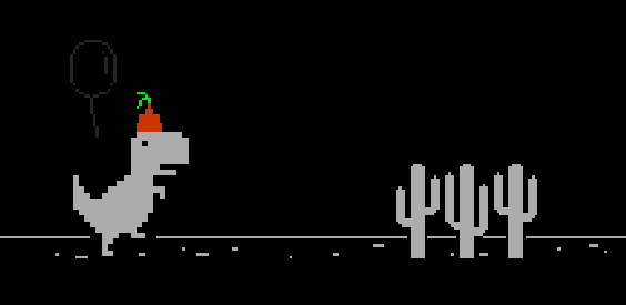 У дино праздник - Моё, Google Chrome, Динозавры, Праздники, Chrome Dino, День рождения