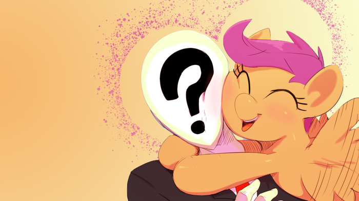 Hugs With Anon My Little Pony, Scootaloo, Anon, Original Character, Ponyart
