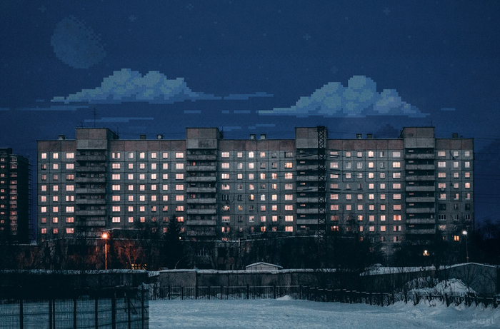 «Восьмибитное небо» Pixel art, Pixel c, Pixel 2, Длиннопост