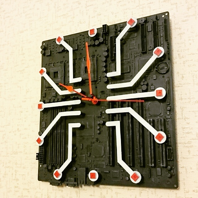 My temporary creativity, clock from motherboards - My, Clock, , Longpost