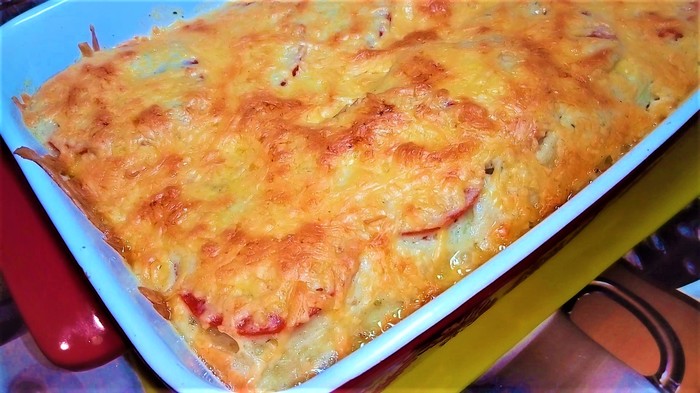 Pancakes with meat and mushrooms baked with bechamel sauce - My, Pancakes, Sauce, Casserole, Recipe, Video, Longpost