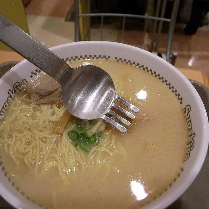 Where is my big fork? - Fork, A spoon, Soup, Noodles, Food, Meal, 