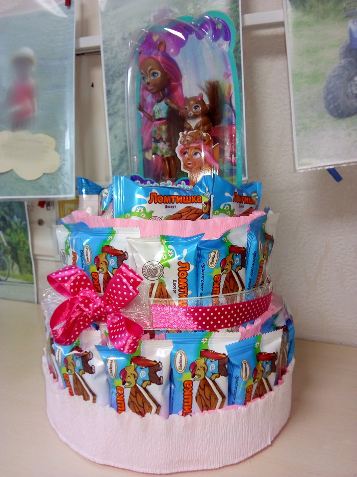 Cake candy - My, Cake, Needlework without process, Corrugated paper, Presents