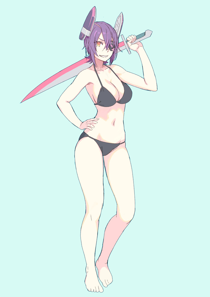 Tenryuu - NSFW, Kantai Collection, Tenryuu, Купальник, Summertime, Этти, Anime Art, Аниме, Лето