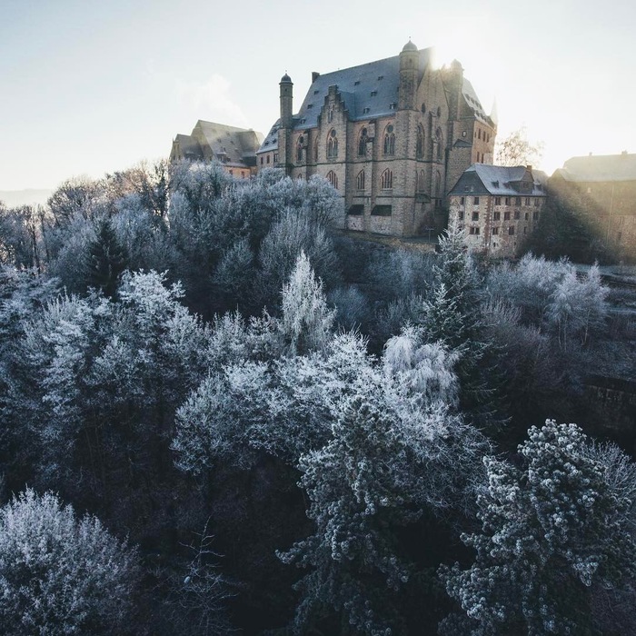 marburg castle - Germany, Nature, Lock, Winter, View