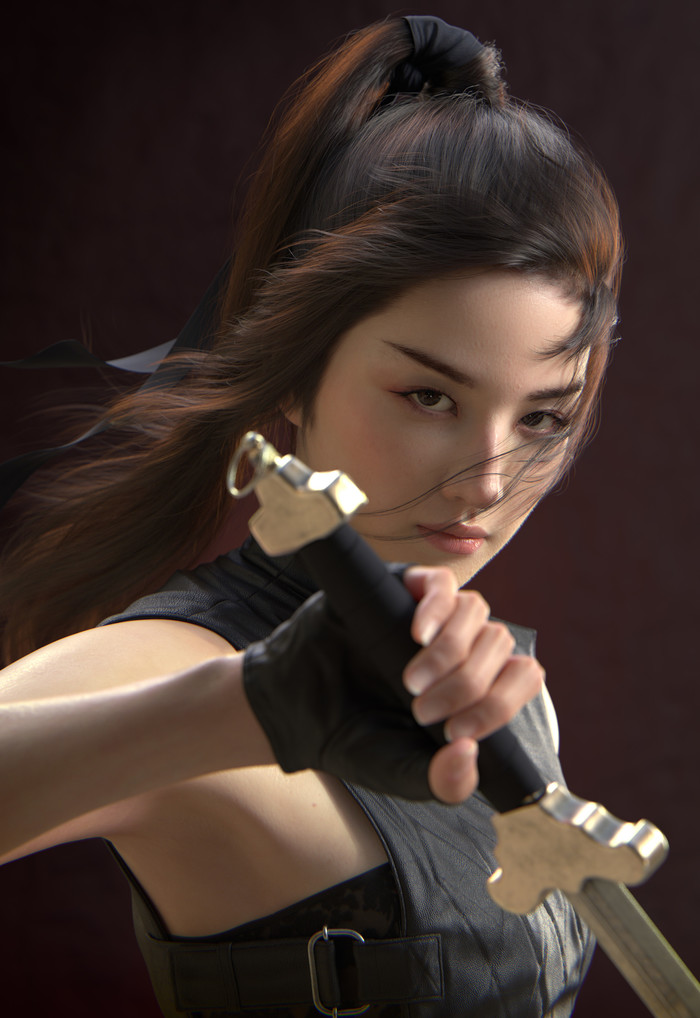 Detail and realism of contemporary 3D art - 3D modeling, Girls, Asian, Mulan, Realism, Longpost, 