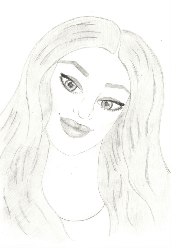 Sketch - My, Beautiful girl, Pencil drawing, Plump lips, Just