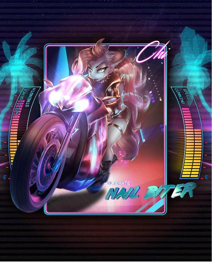 Chi Statcard - Furry, Dansyron, Retrowave, Synthwave