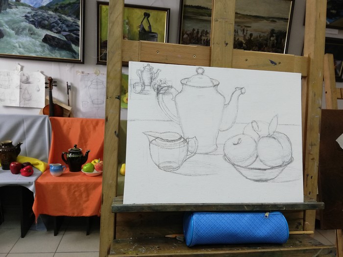 Oil on canvas, sketches for future kalyaks) - My, Still life, Beginner artist, , Education