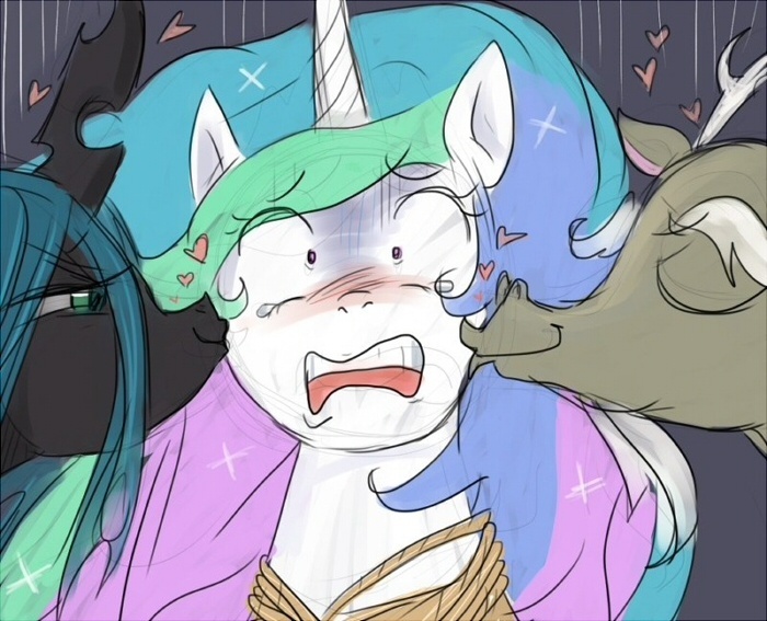 It was at this moment princess Celestia knew... She Frienship Up! My Little Pony, Princess Celestia, Queen Chrysalis, MLP Discord, , MLP Lesbian, MLP Edge