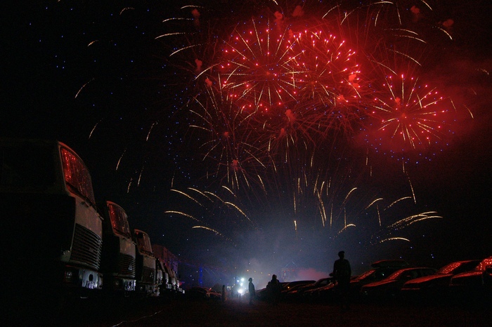 On the other side - My, Fireworks, , , Tag, The photo, , Crimea, Motoshow, Night Wolves