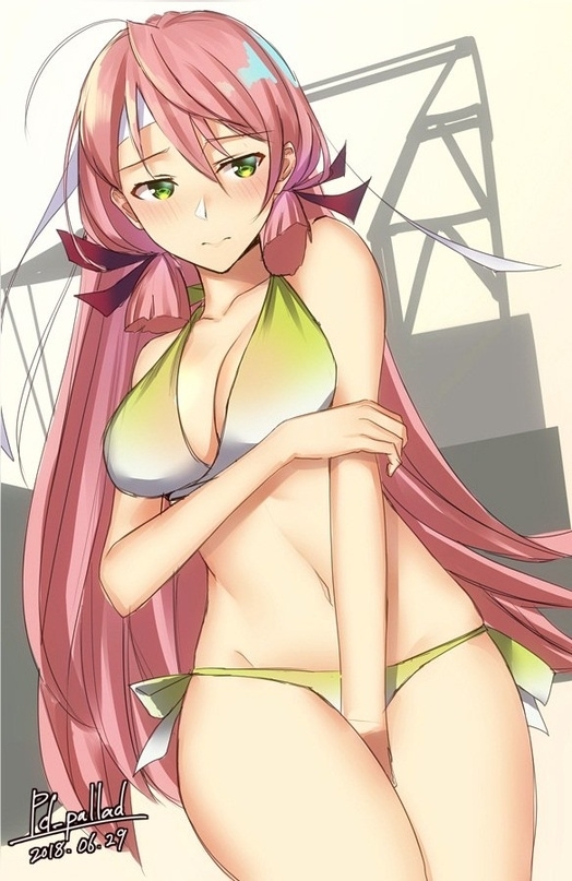 Akashi - NSFW, Kantai Collection, Akashi, Купальник, Этти, Anime Art, Аниме